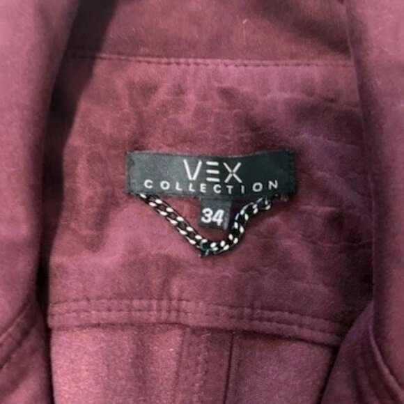 Vex Collection Faux Suede Blazer - Burgundy - Size 34 - Picture 3 of 3